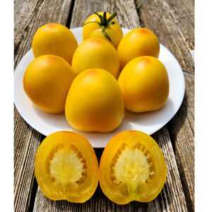 Pink Spot Yellow Tomato, velvety exterior